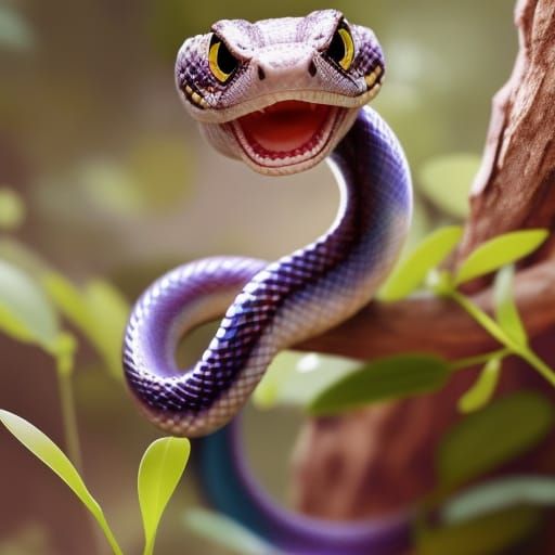 cute, adorable, tiny chibified snake, 🐍; photorealistic, pr...