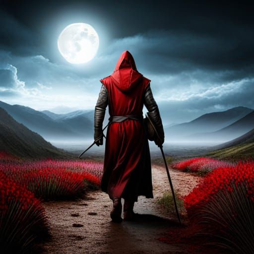 A hooded skeleton warrior