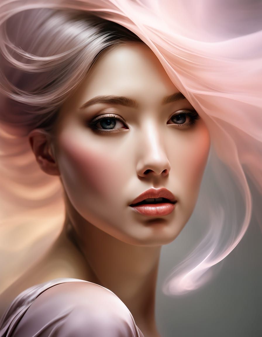 Ethereal Surrealist Masterpiece of Elegant Woman in Smoke