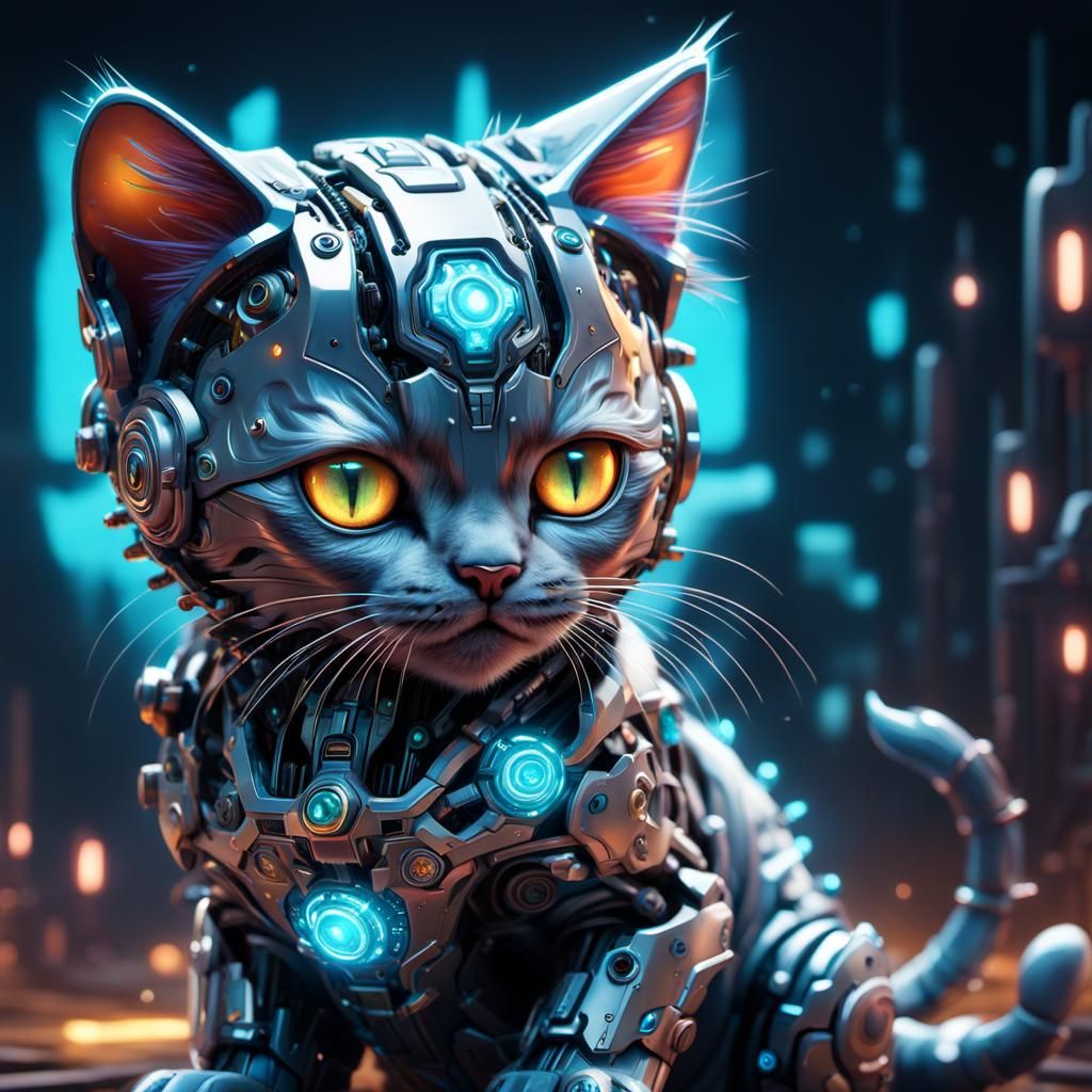 Cyborg Kitten  by @Liz