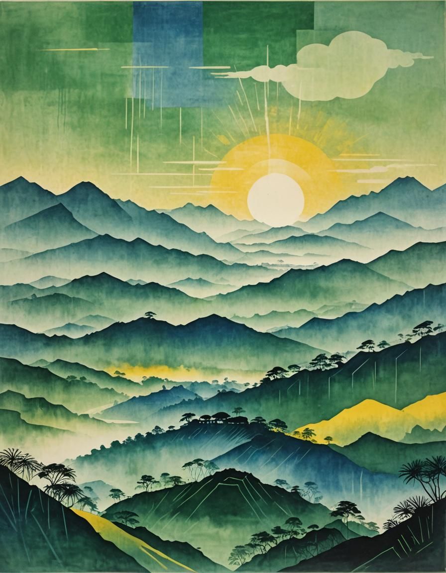 Sunrise mountains - AI Generated Artwork - NightCafe Creator