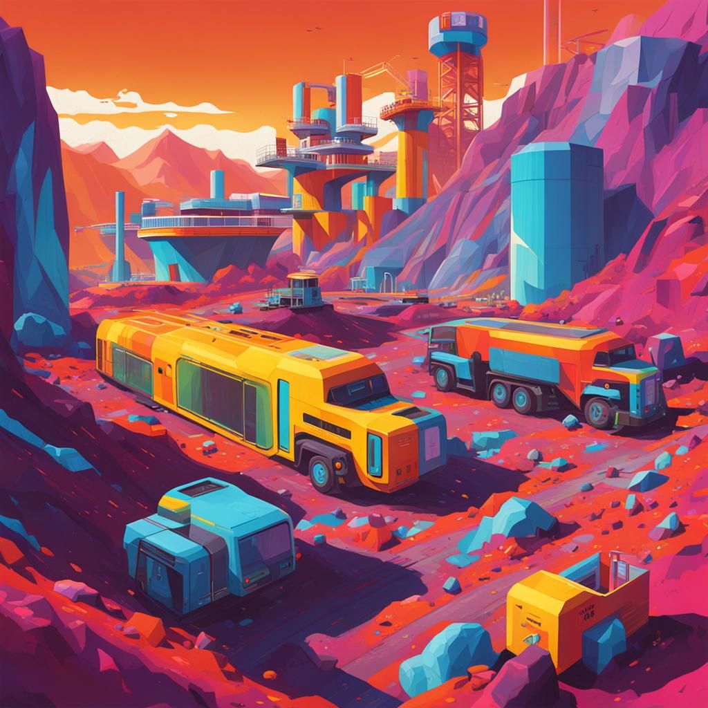 futuristic colourful daytime bright VALE mine advert