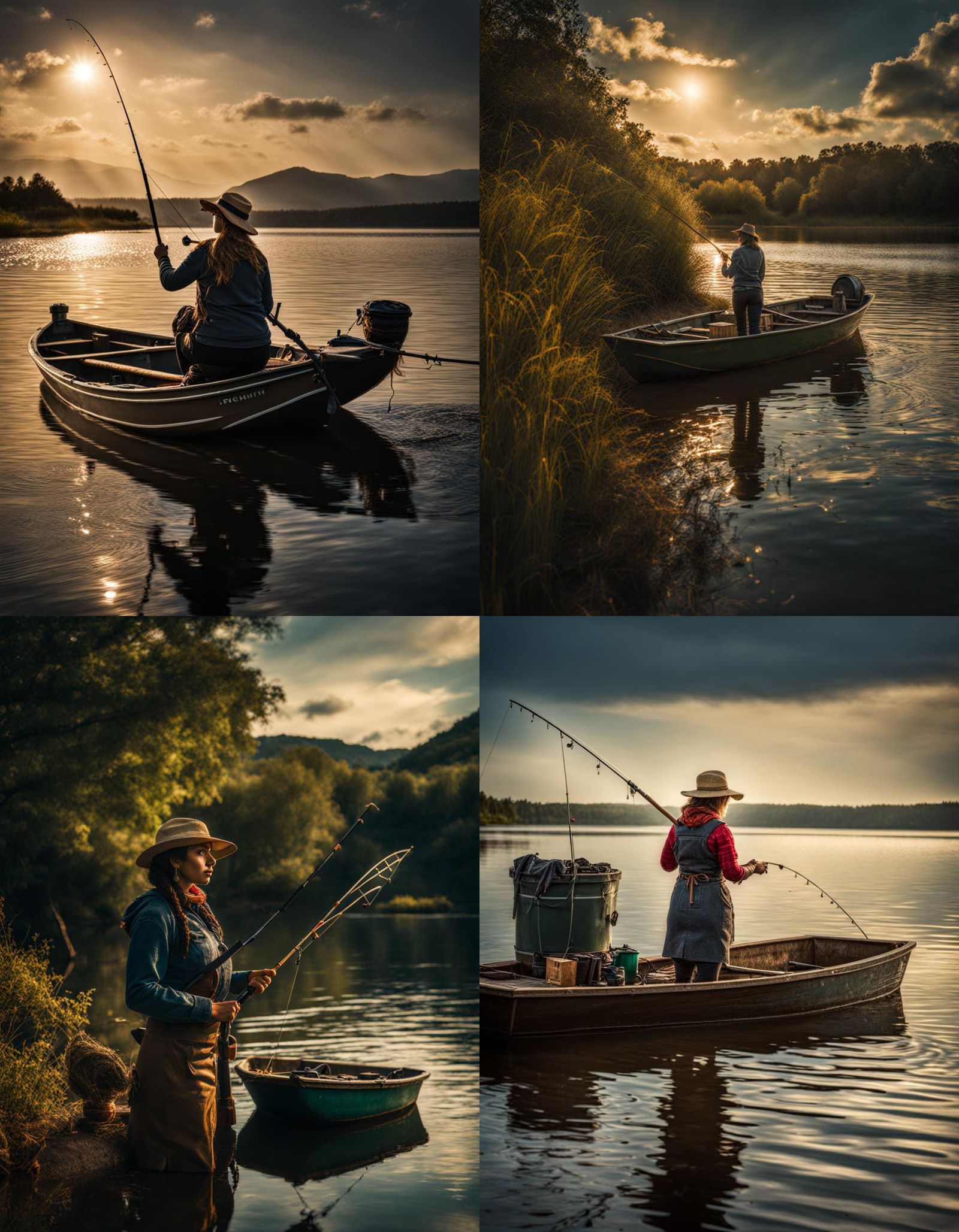 Feminist woman fishing