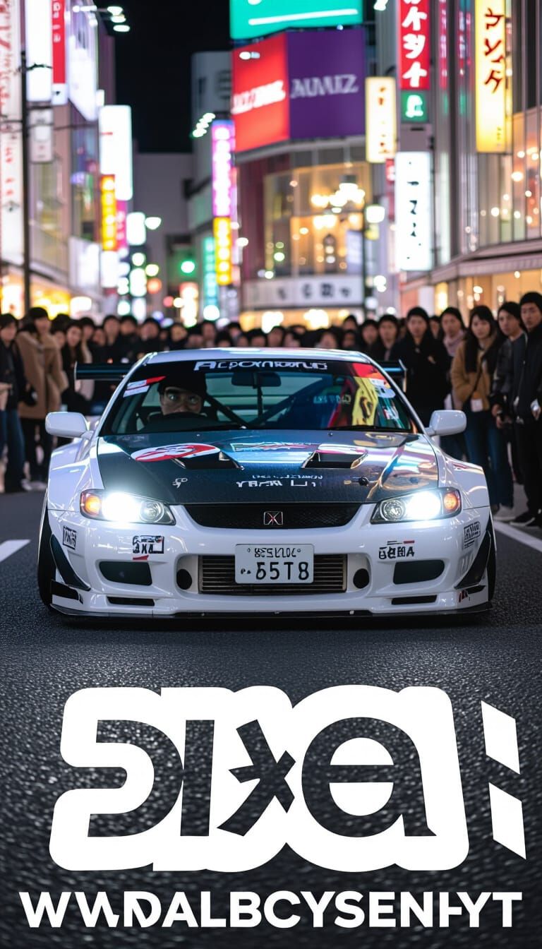 Drifting Car in Tokyo: Stunning Close-Up Portrait