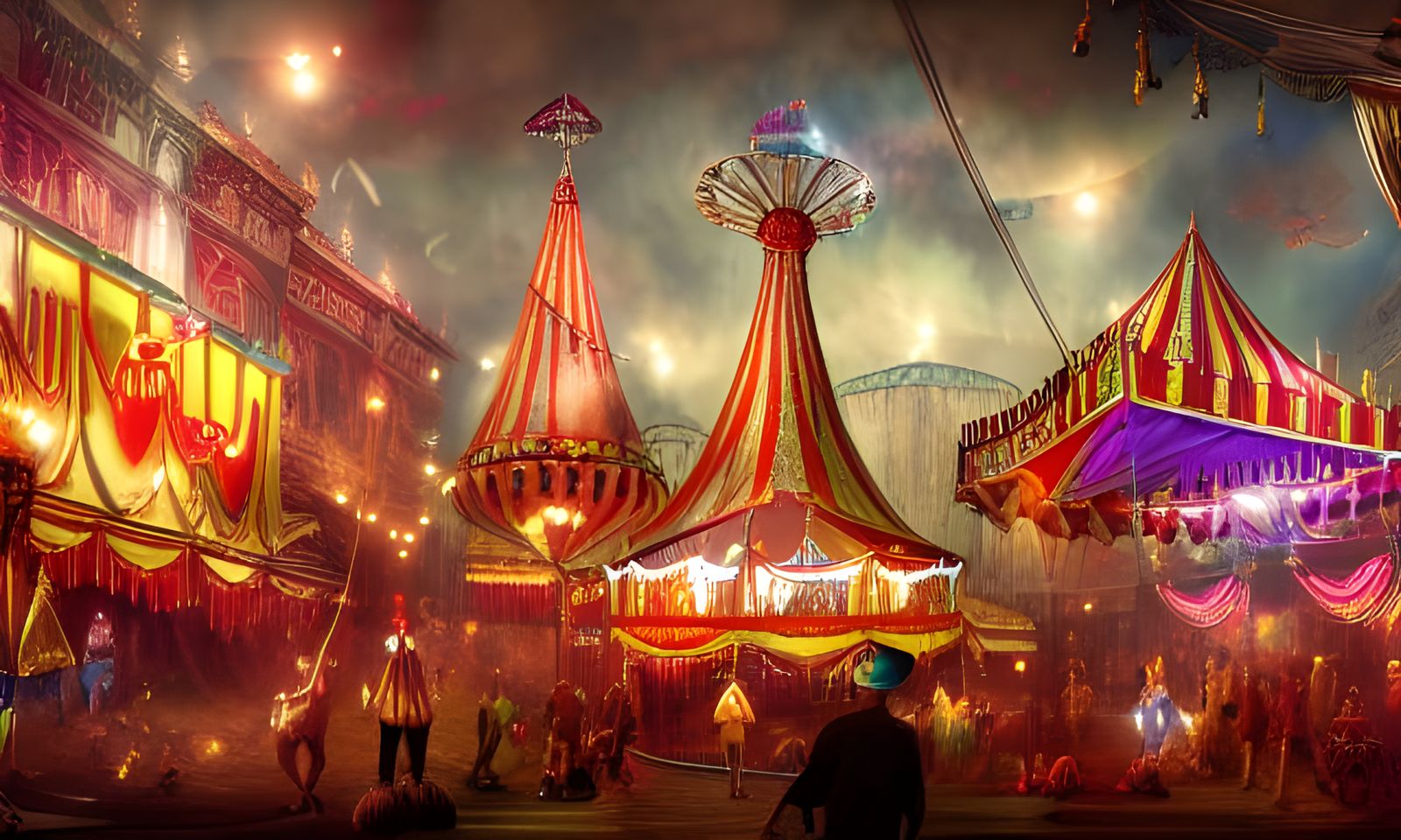 mega circus town big top trapeze clowns lights Epic cinematic brilliant stunning intricate meticulously ... undefined
