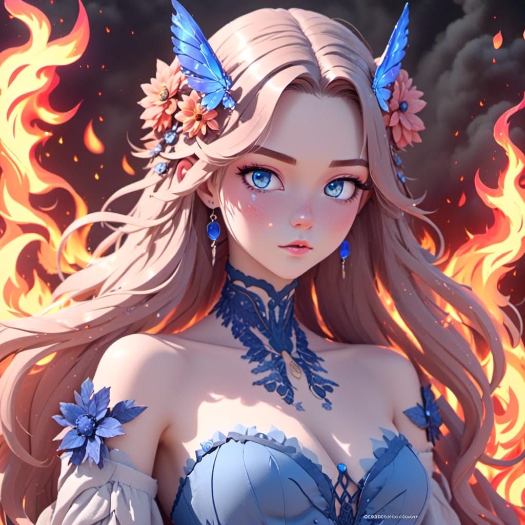 <lora:Calamity Beauties XL:1.0>, crystalline goddess, blue glowing flower eyes, long hair, detailed head and shoulders portrait, detailed in...