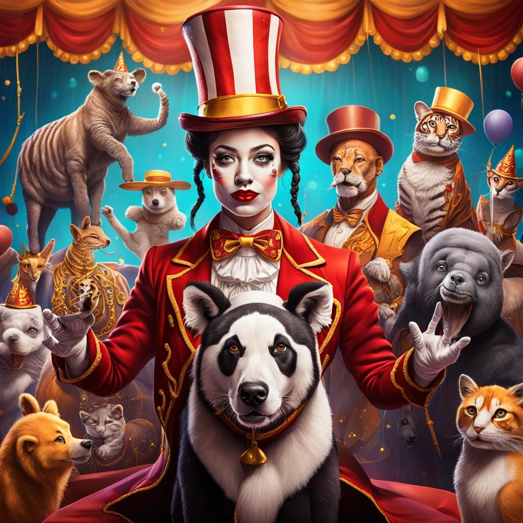 A circus-themed birthday with the girl as the ringmaster and...