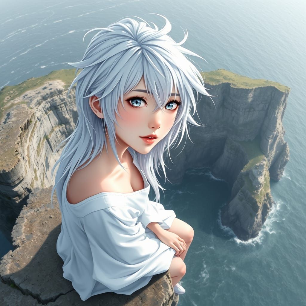 Albino Woman on Cliffs, Anime Key Visual