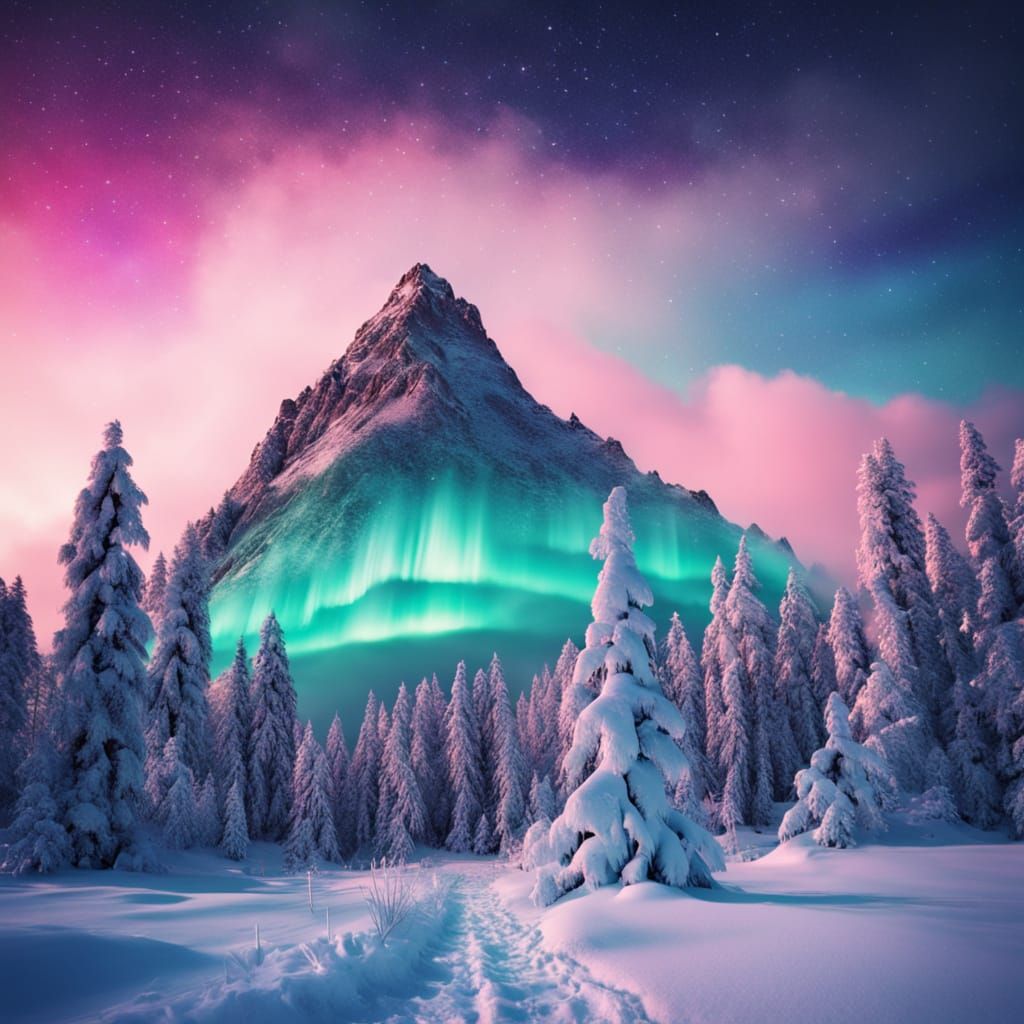 Ethereal Alien in Winter Wonderland Cinematic Scene