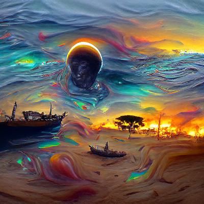 the sun sets down on the african sea
