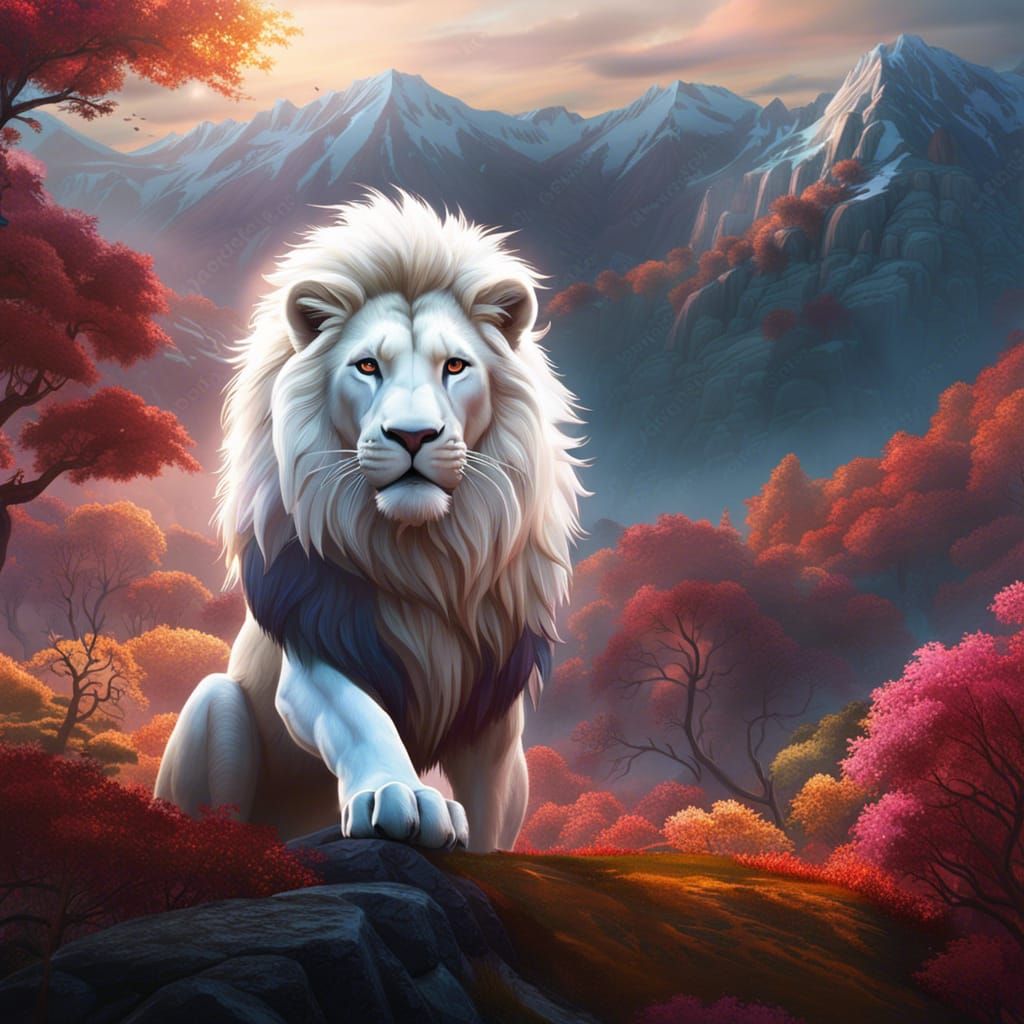 white lion   by @Kreative-eye