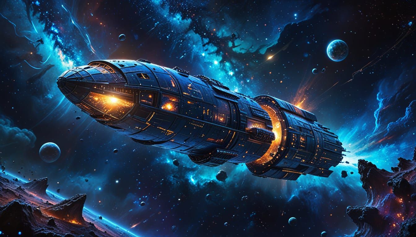 multilevel seed ship between galaxies, Alcohol Ink, Deep Saturation, intricate details, 64 megapixels ...  by @Ed Evans