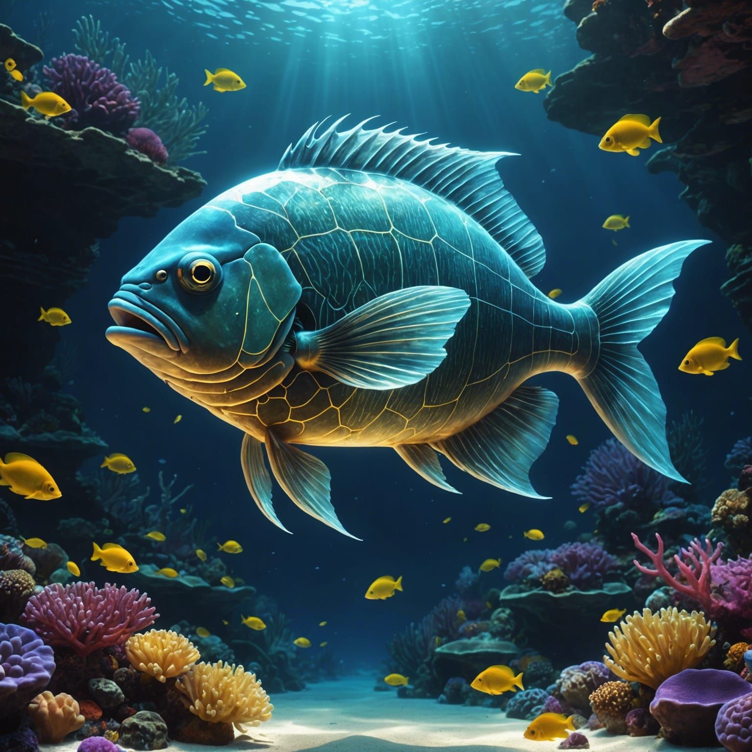 Turtle Fish Exploring the Beauty of the Oceanic World  by @Marilu