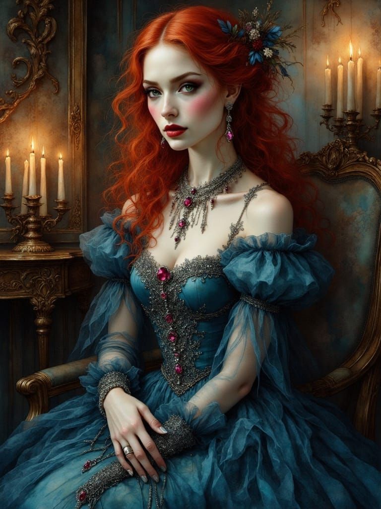 Portrait of the Vampire Queen, in Blue  by @Starkllr