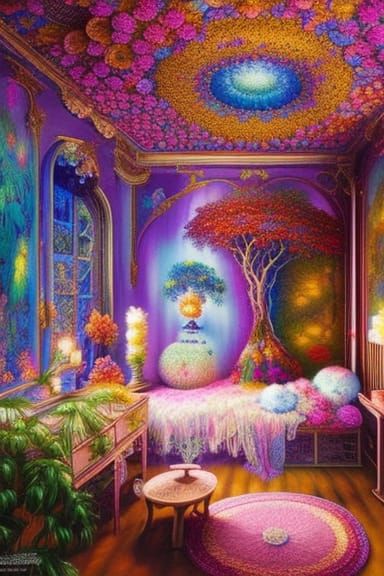 room of Embroidered and crochet Lace Lizards , colorful ink ...