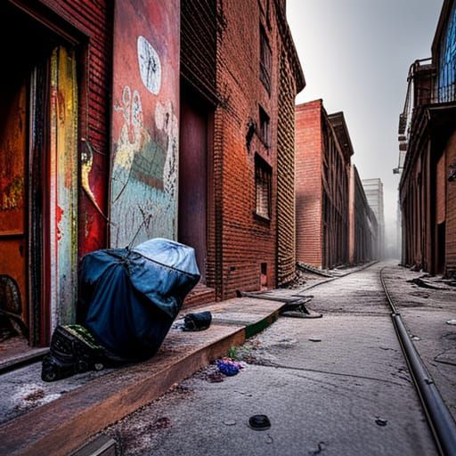 urban decay, poverty, homelessness, drug addiction, people o...