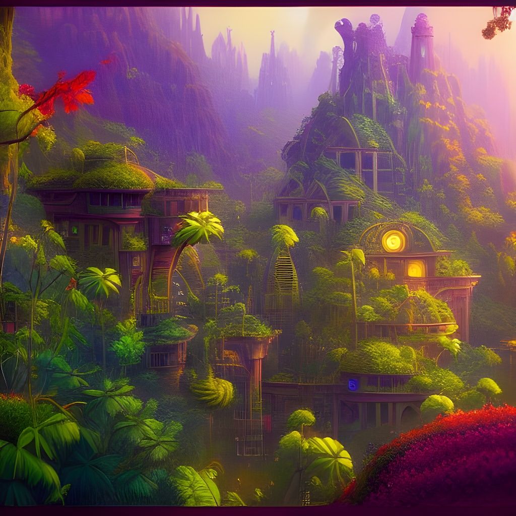 life in the future in a bubble of vegetation, dixit style