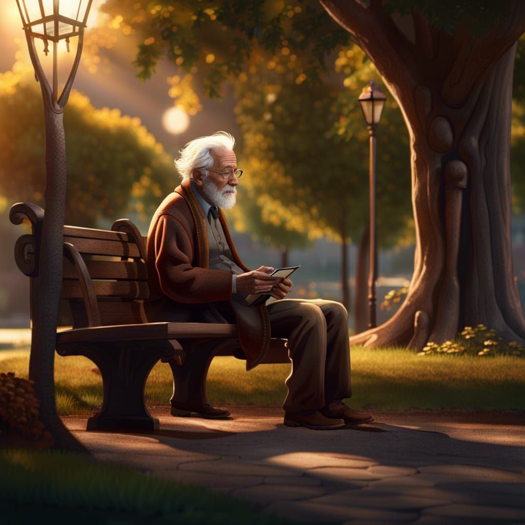 An old man looking at the photo of his dead wife - AI Generated Artwork - How Do I Compete With His Dead Wife