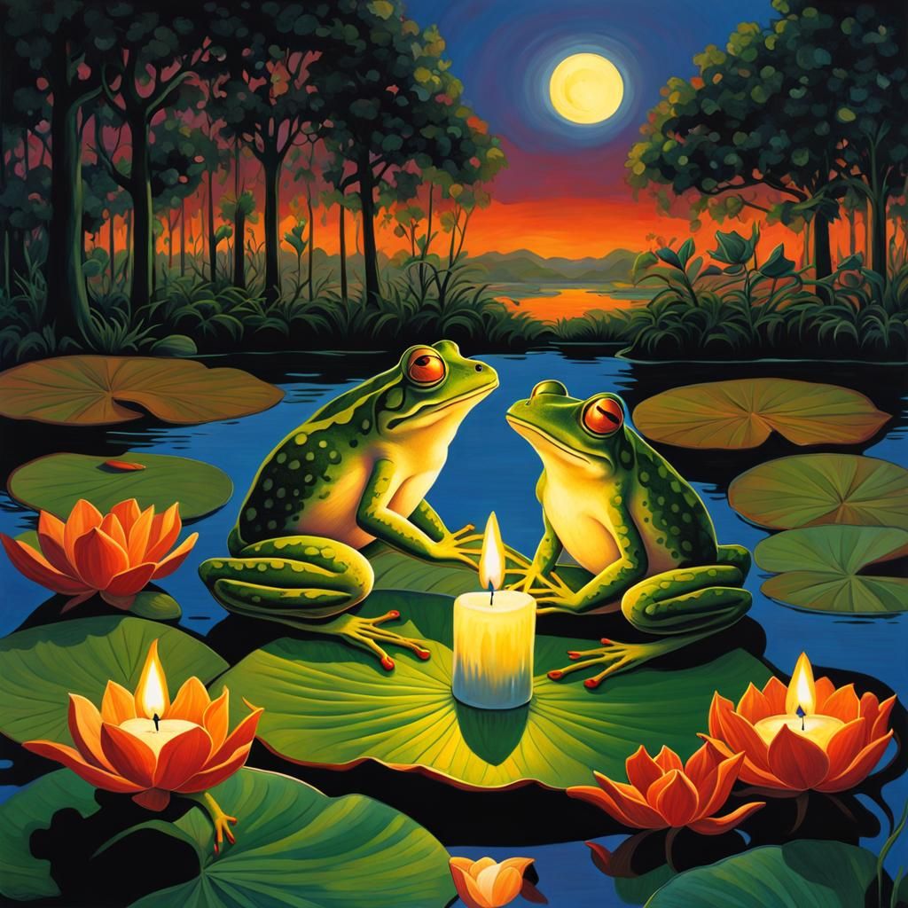 Candlelit croaks  by @Yanciepants