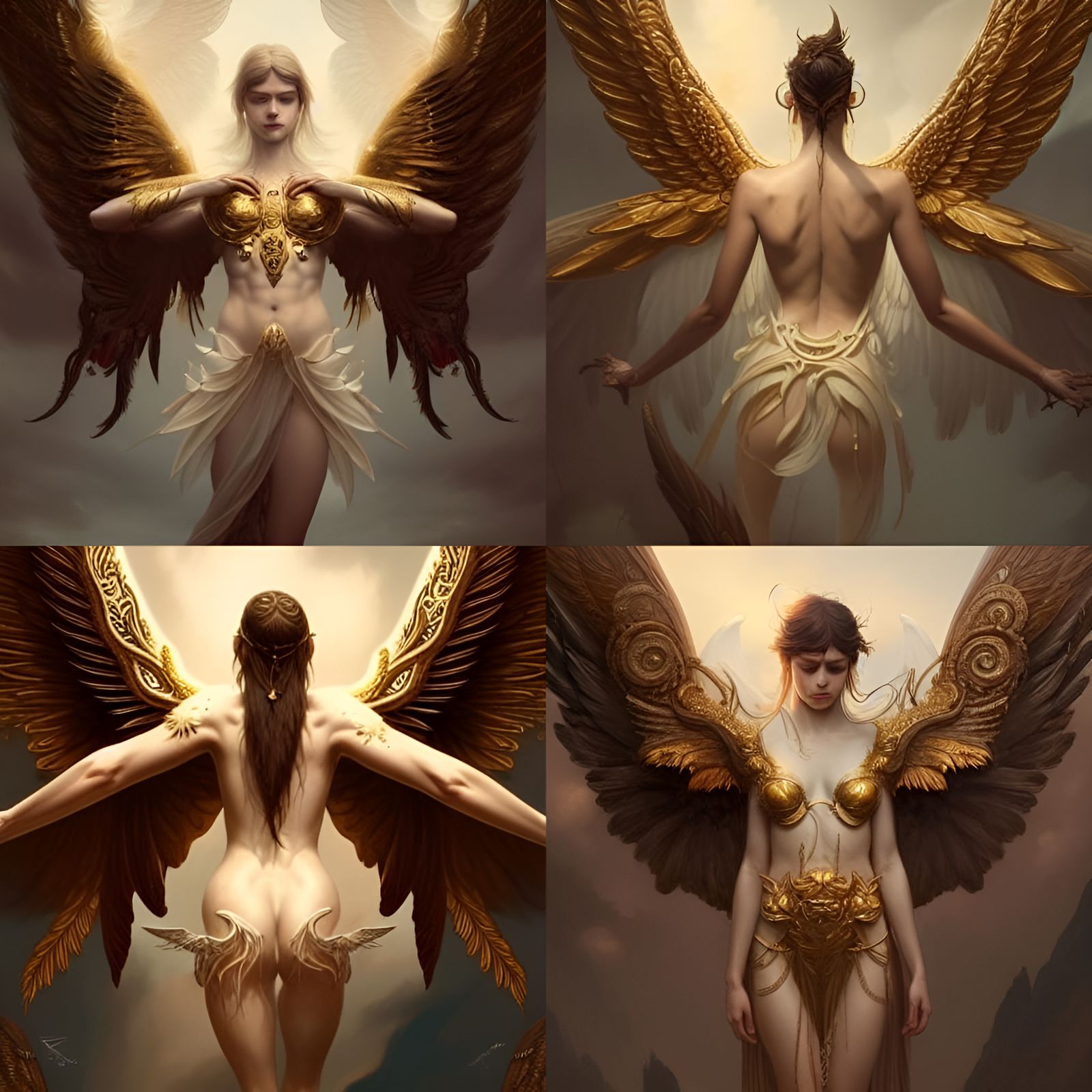 Angel fronts and butts.