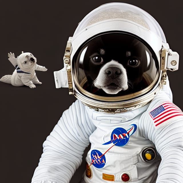 Space puppy wearing a spacesuit helmet - AI Generated Artwork ...