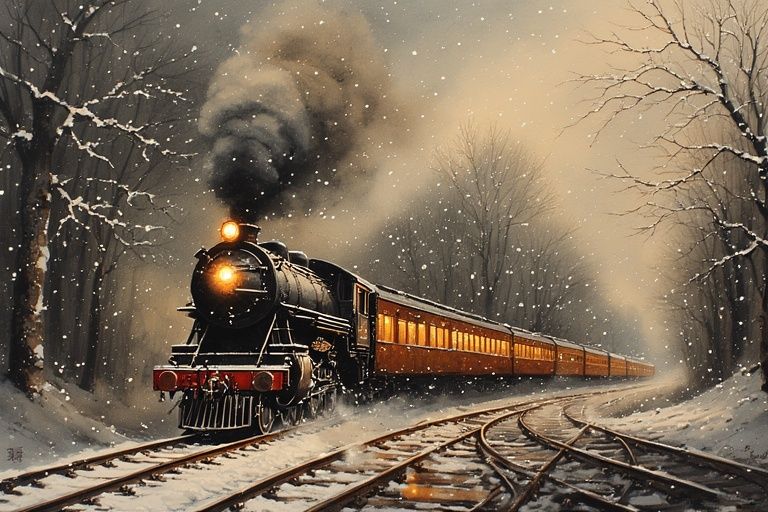 Train through the snow