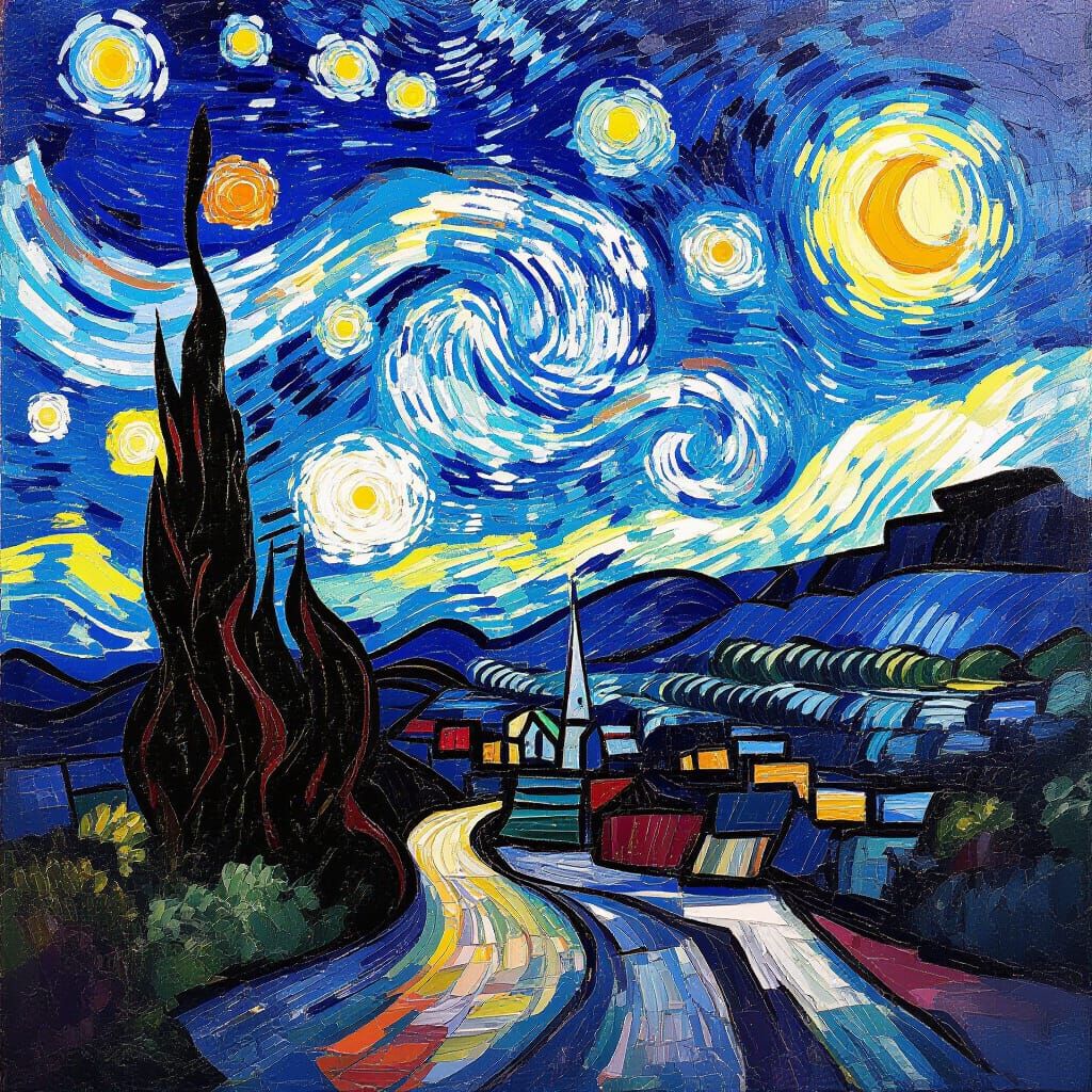 Neo-Impressionist Oil Painting of Justice Bleeding