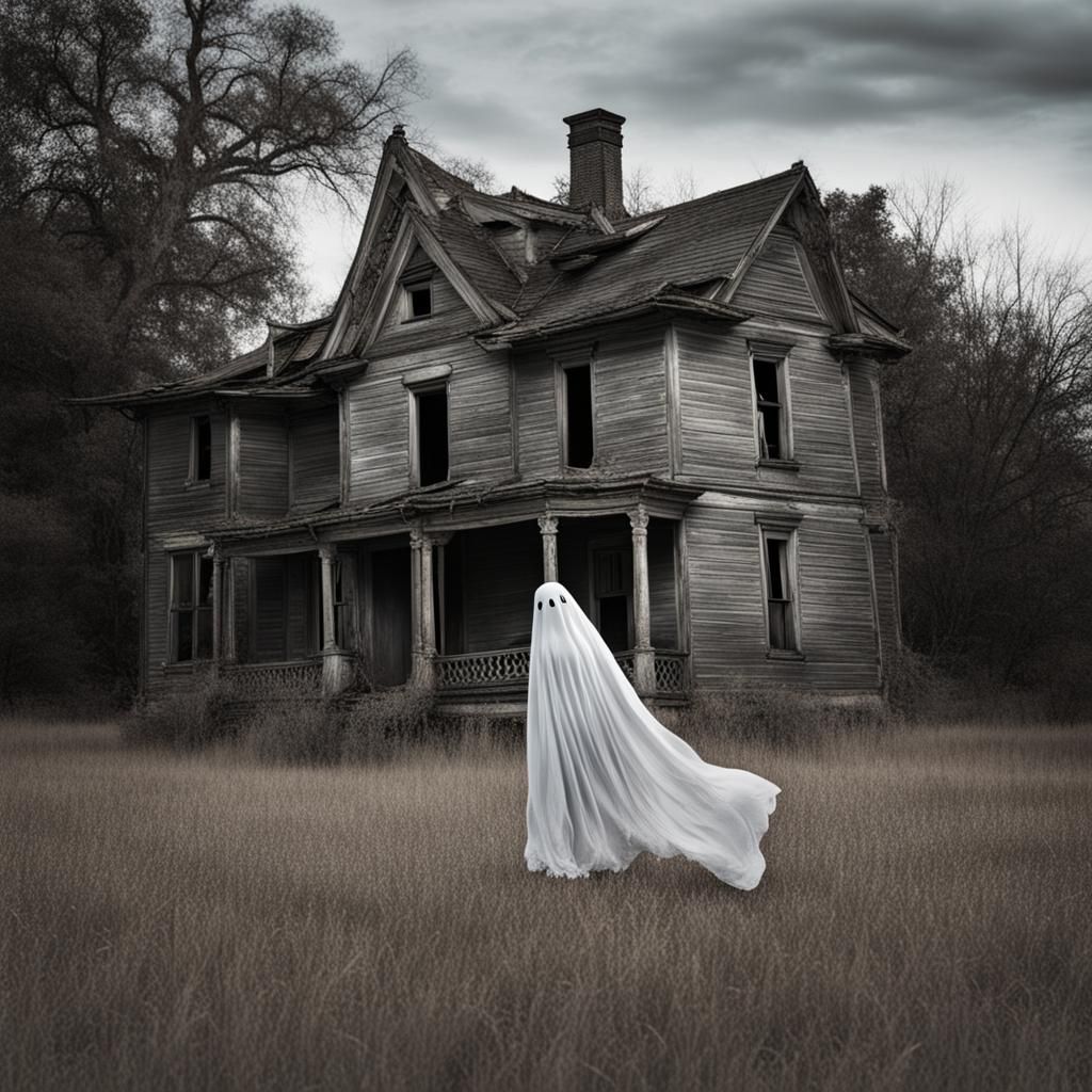 A ghost and an old abandoned house - AI Generated Artwork - NightCafe ...