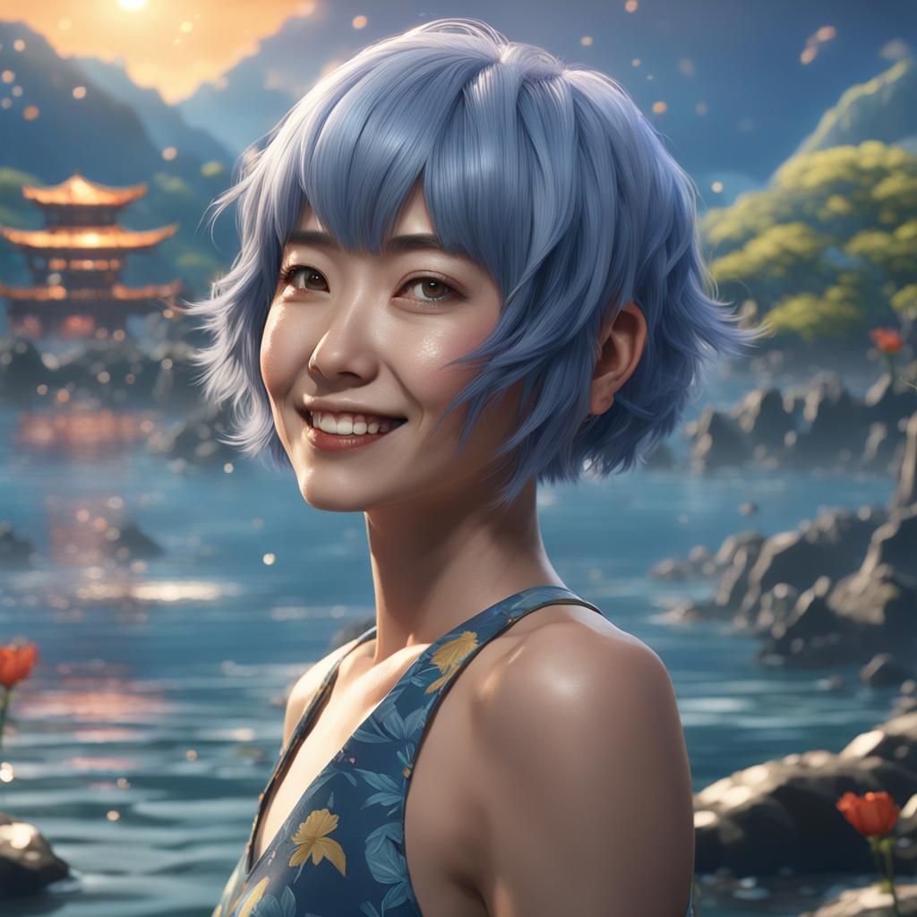 Smiling Woman on the water
