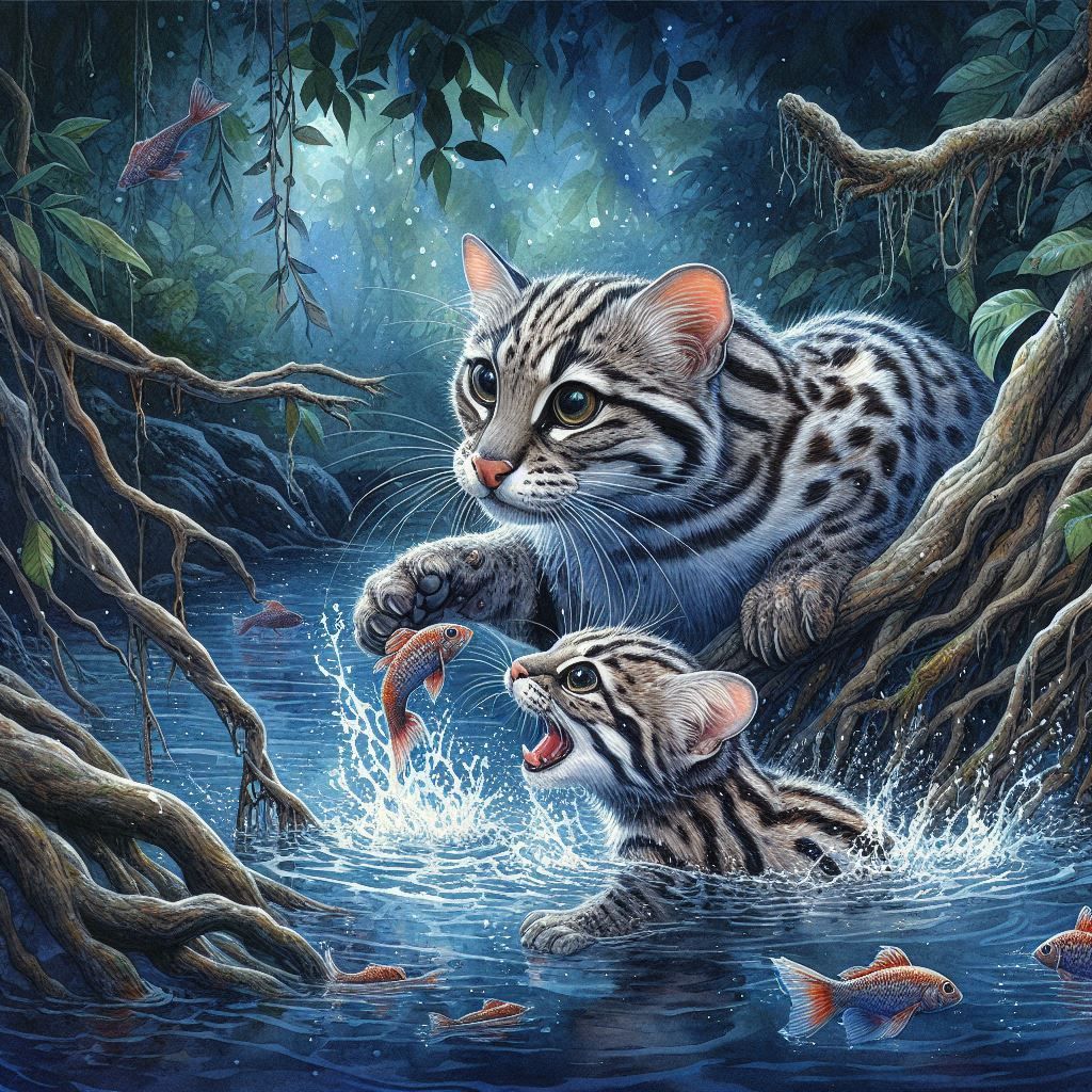 Catch of the night - wildlife asian Fishing Cat ( species on...