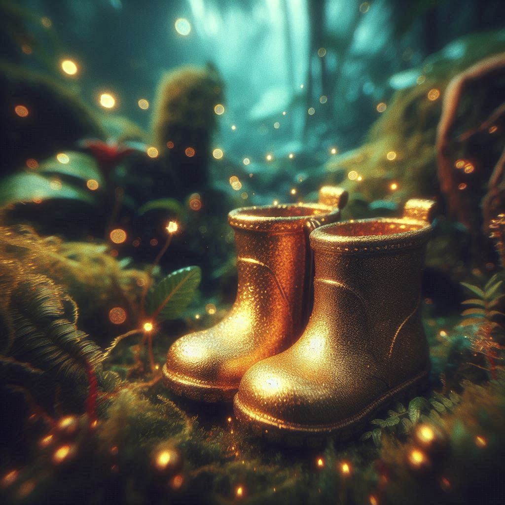 Golden rubber boots