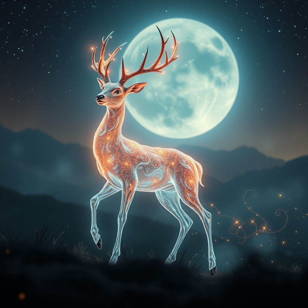 A glowing deer formed from light  by @akagra jain