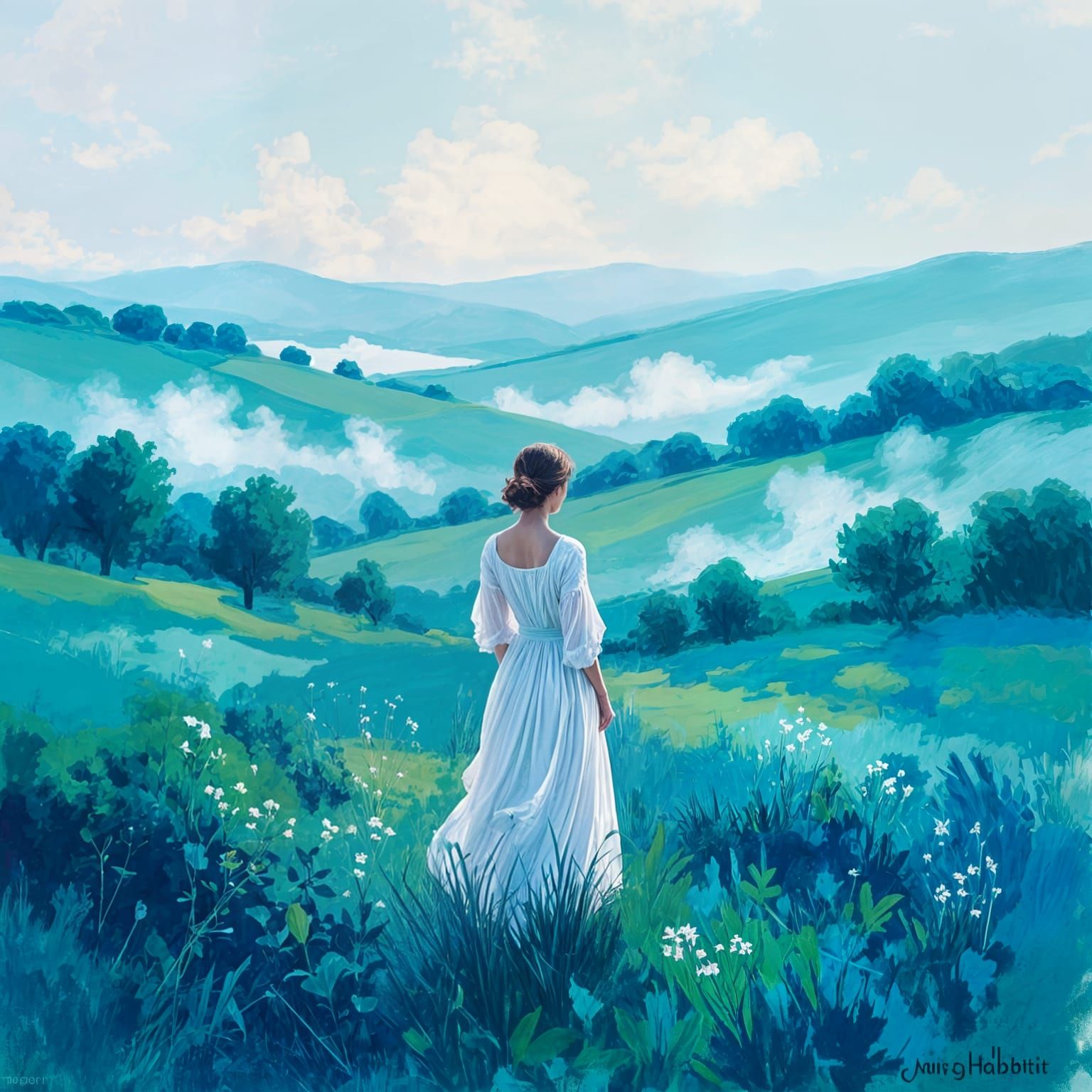 Blue and green landscape 