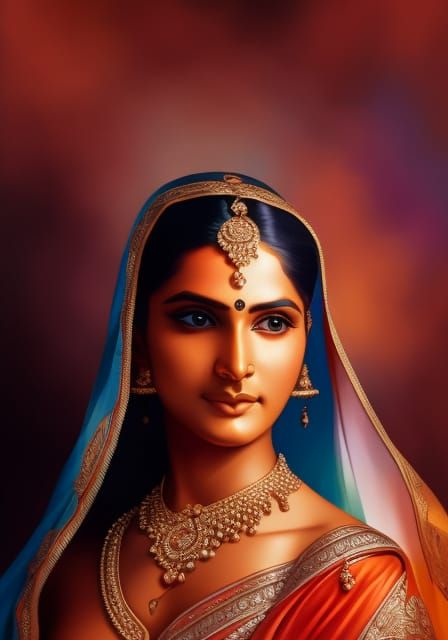 India culture WLOP complementary colors detailed painting hy...