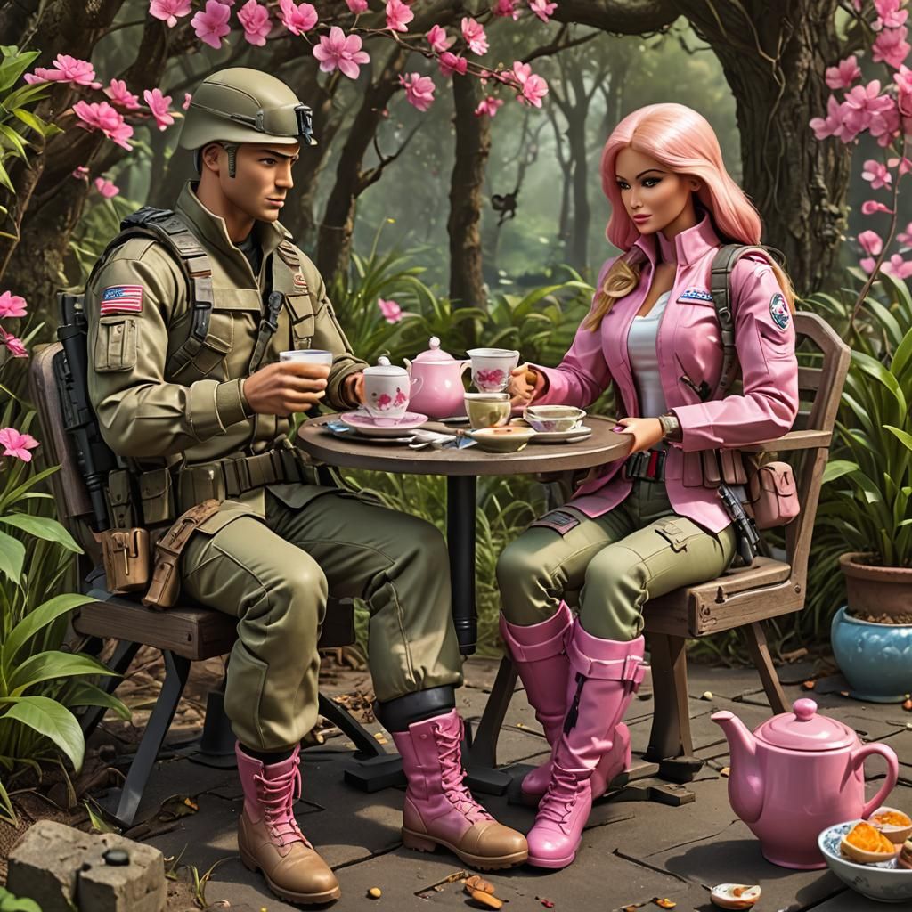 G.I. Joe and Malibu Barbie Tea service