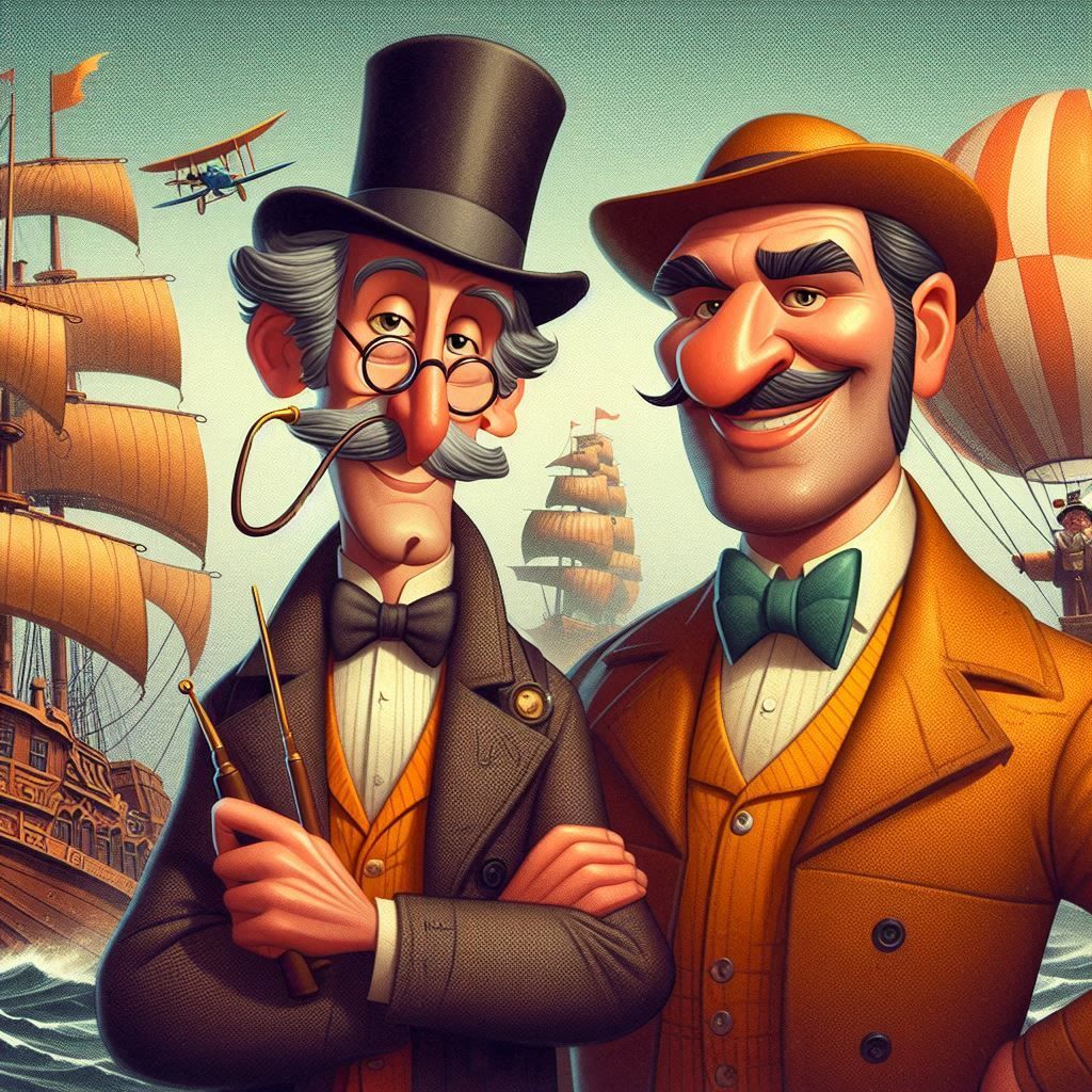 Phileas Fogg and Jean Passepartout from the novel "Around th...