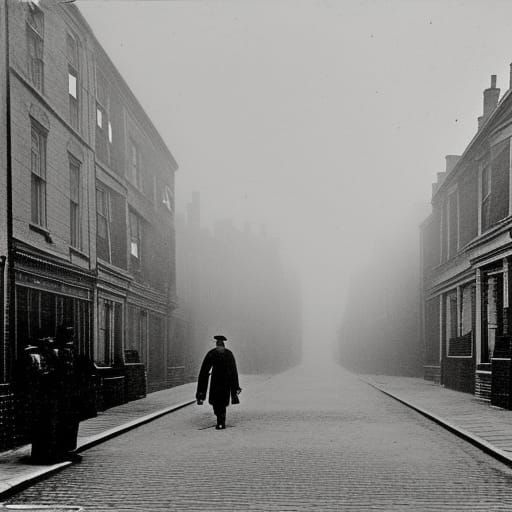1880s misty London street