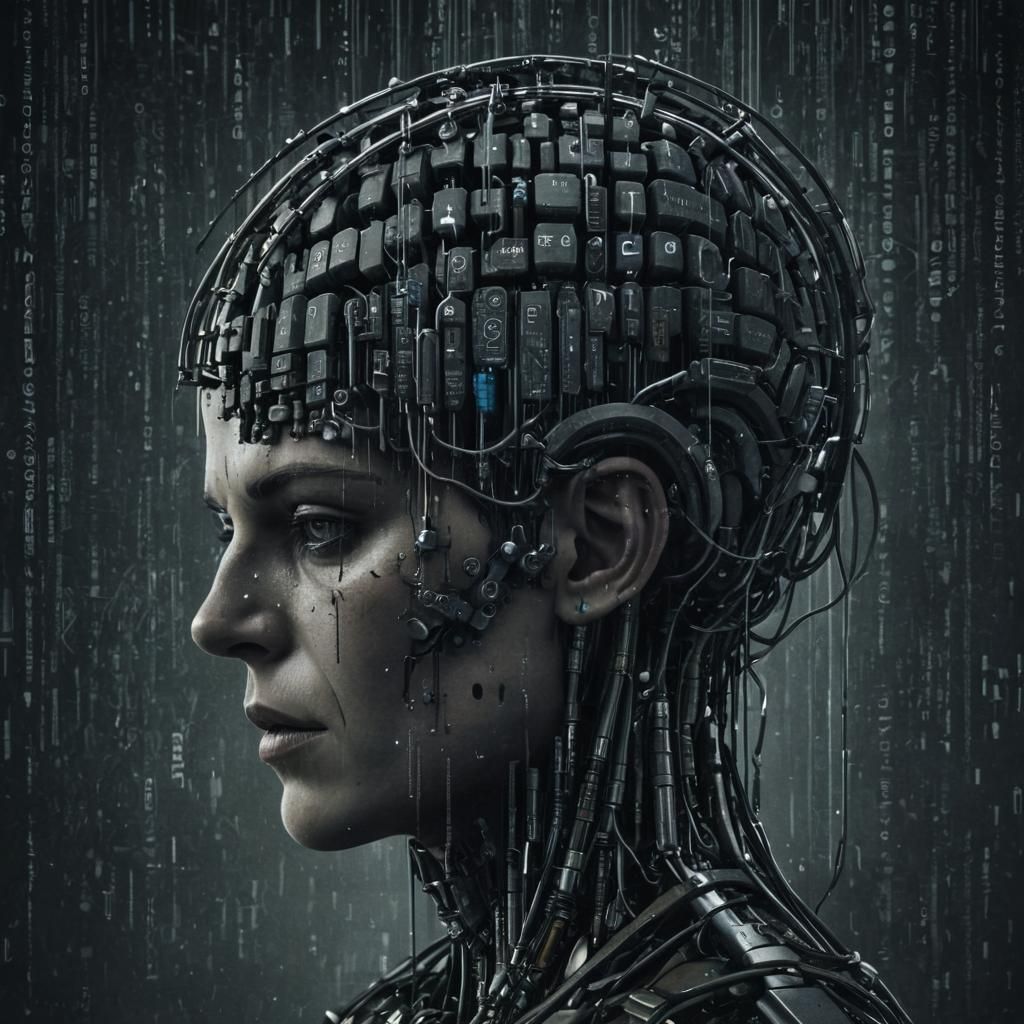 Binary Code Dream glitchcore cyberpunk dieselpunk brain erod...