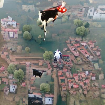 hitman flying a cow