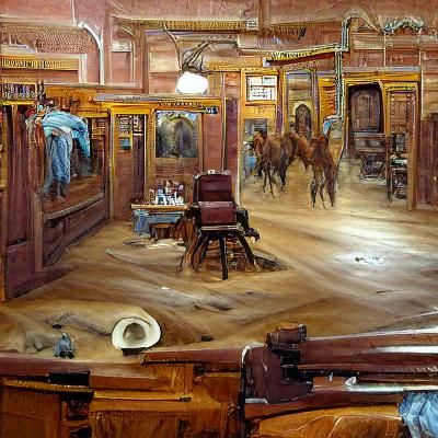 old west detailed oil painting saloon interior