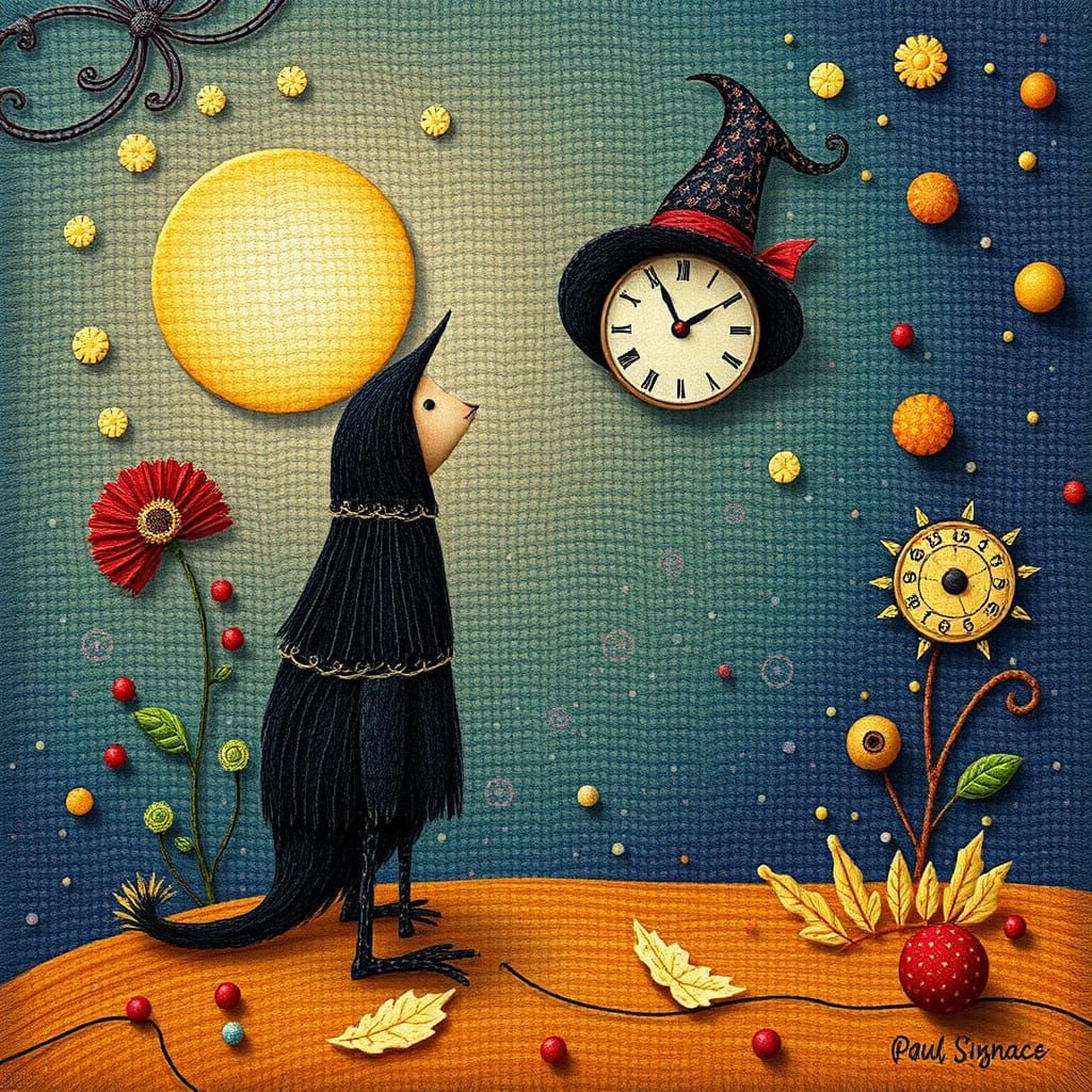 Whimsical Surreal Art in Triadic Colors with Geometric Bauha...