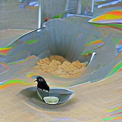 a crow in a bowl of cereal