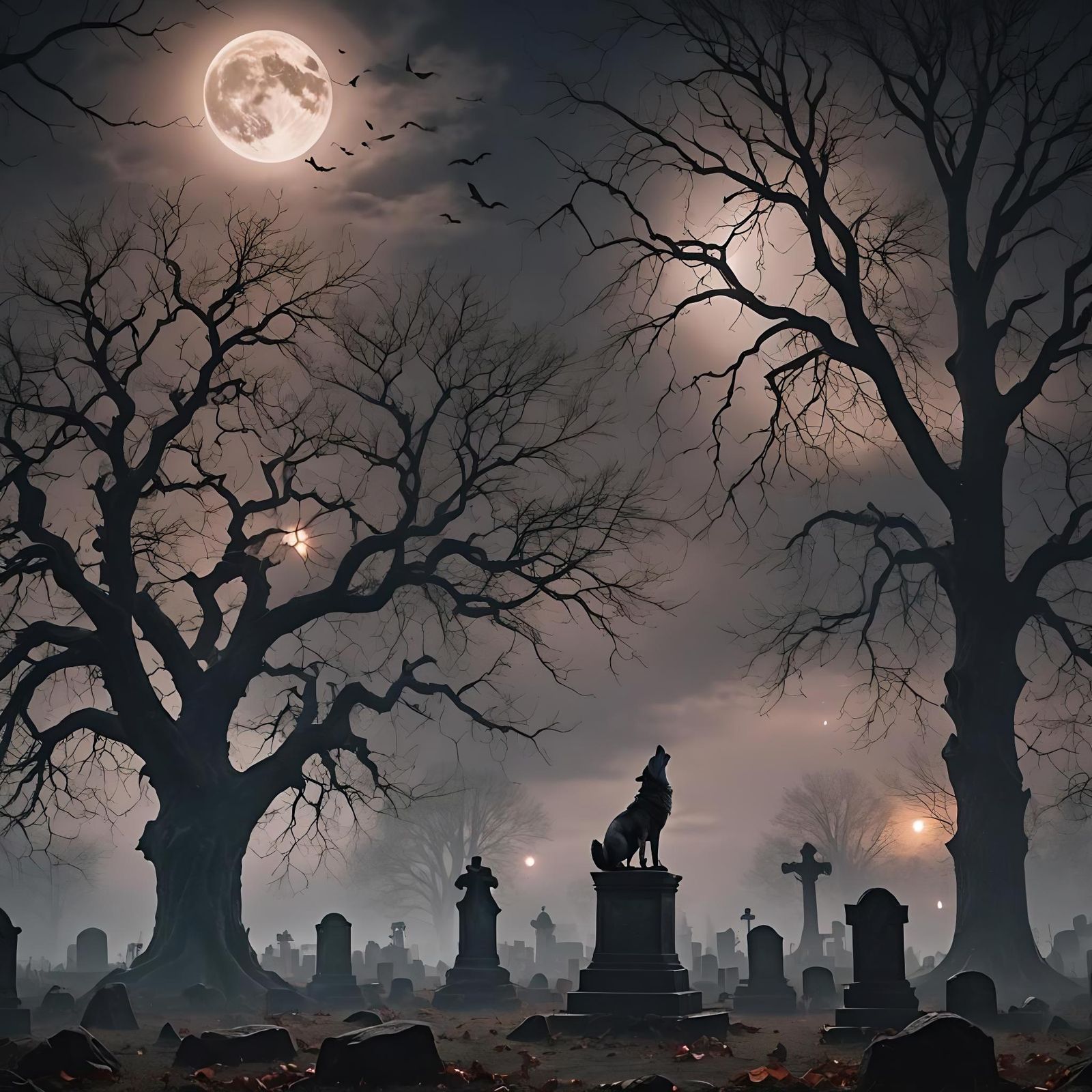 The Wolfswood Graveyard - AI Generated Artwork - NightCafe Creator