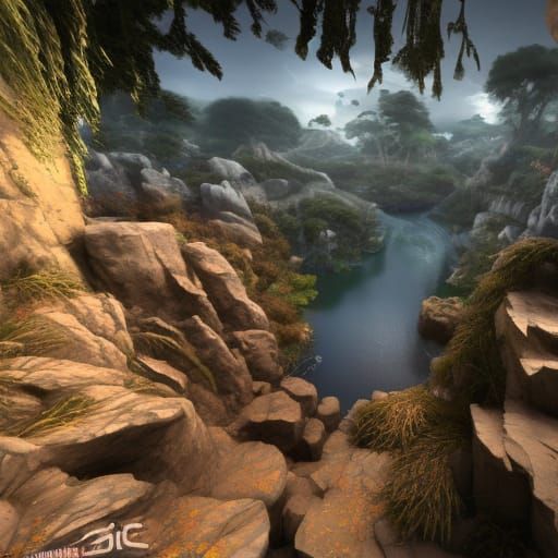 Abstract 3D Render in Game Cinematic Style