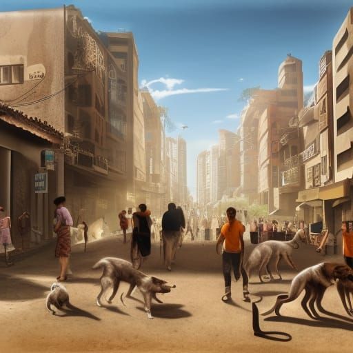 Street dogs, daytime, sunny day