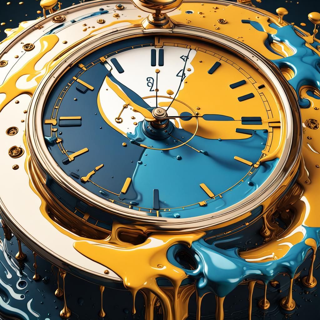 Salvador Dali melting clock, mathematical, algebra, algorithm,high contrast, 3d shading splash art, ultra detailed, ultra quality, Dynamic L...