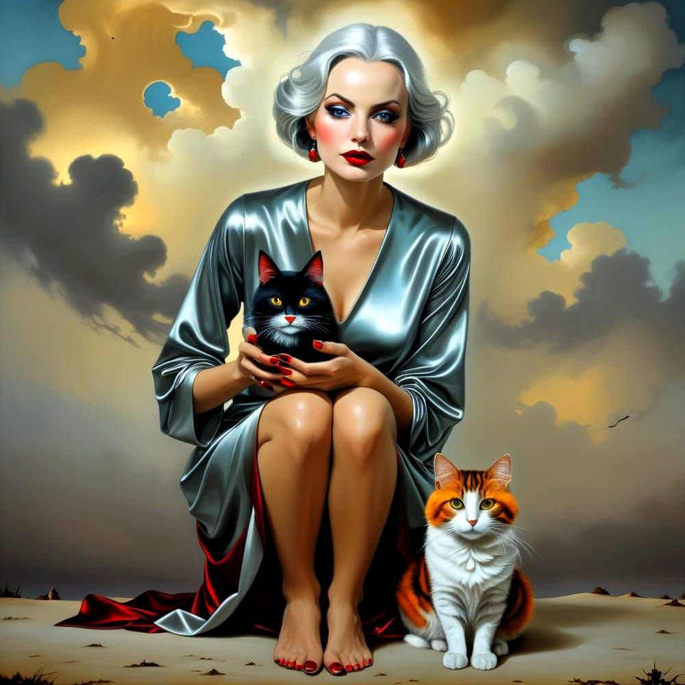 Surreal Lady in a Fantastic Landscape