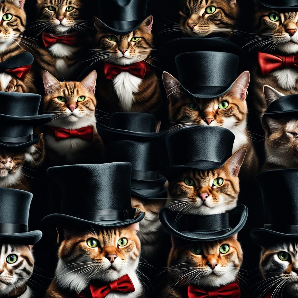 Cats warring a top hat
