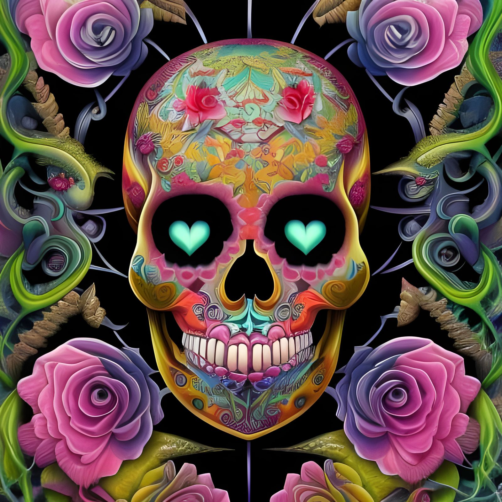 Colourful Candy Skull - Ai Generated Artwork - Nightcafe Creator