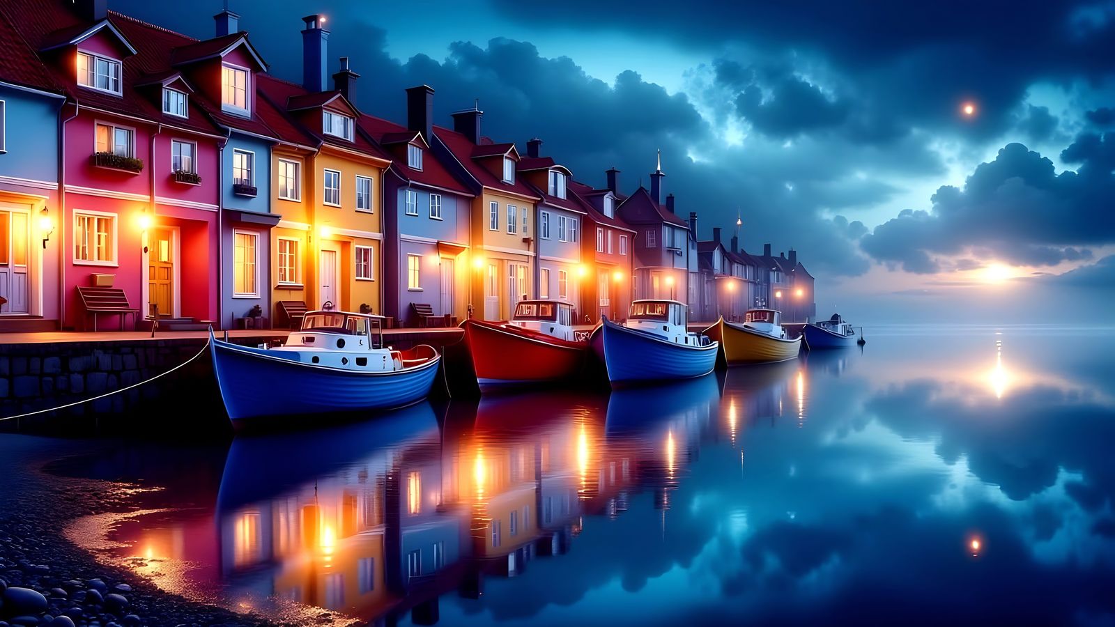 "Twilight Reflections at Rainbow Harbor"